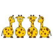 tobias Cartoon Giraffe  front back and side views 